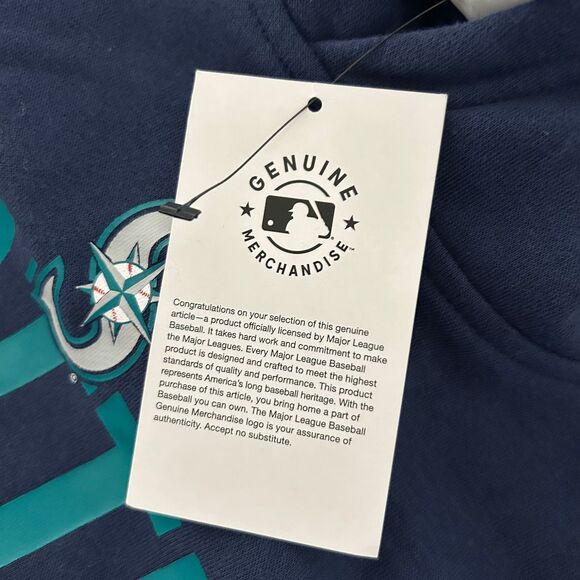 Nike YOUTH Seattle Mariners Navy Club Slack Pullover Hoodie L (14/16) - Picture 6 of 7